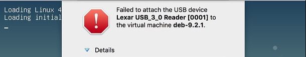 failed to attach USB device to virtual machine