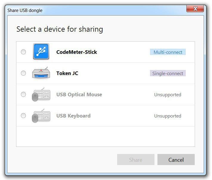  compartir dongle USB a Hyper-V