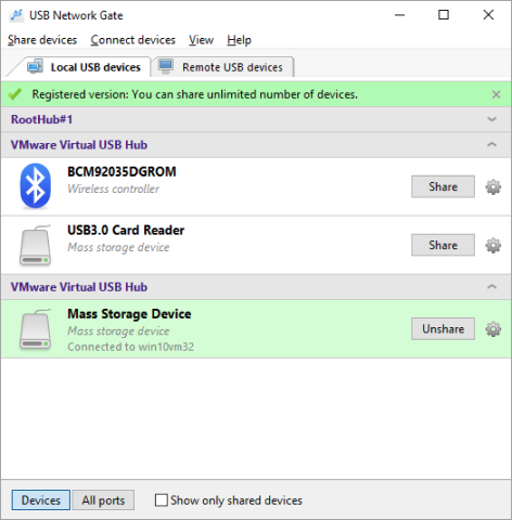 USB Network Gate a une interface utilisateur conviviale et intuitivement compréhensible