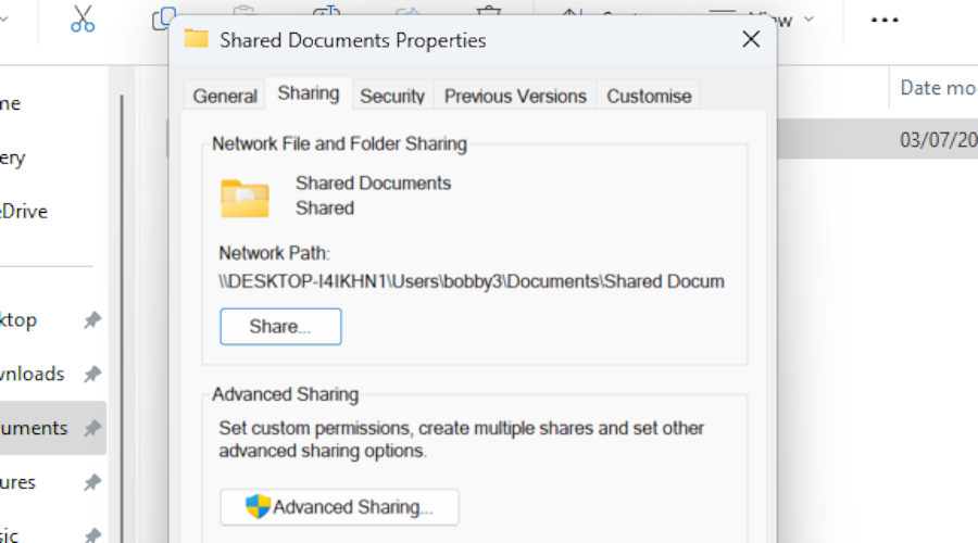  Advanced sharing settings