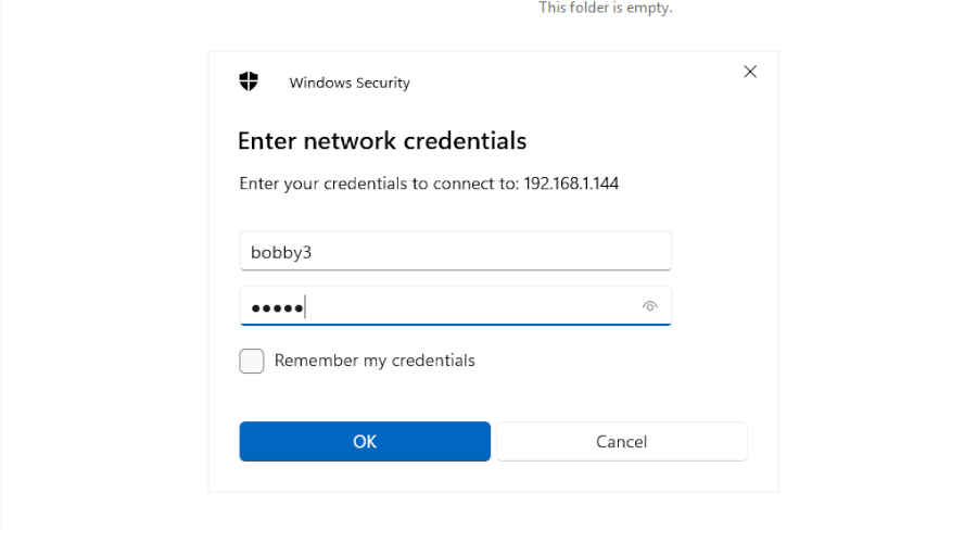Enter the username and the password
