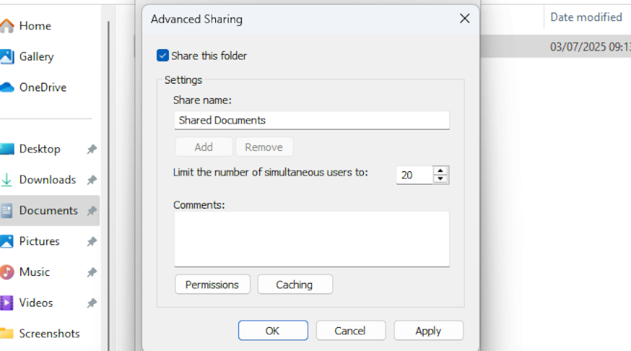  Changing the share name