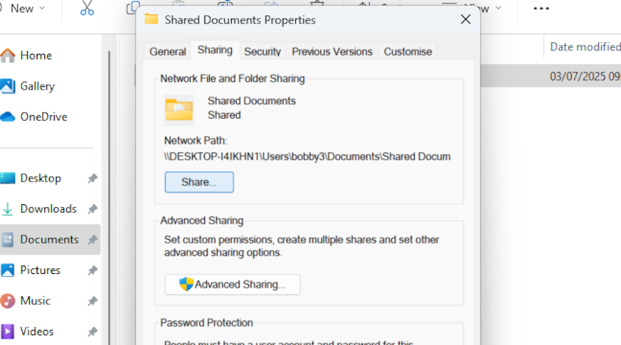  Basic sharing settings