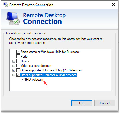 sessione RDP con RemoteFX