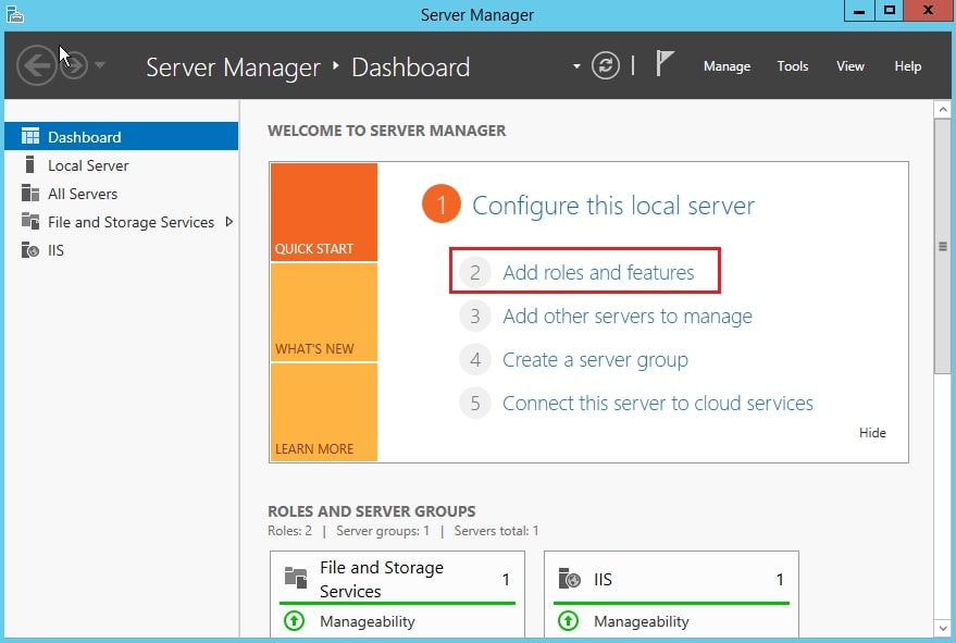 Server-Manager Rollen hinzufügen