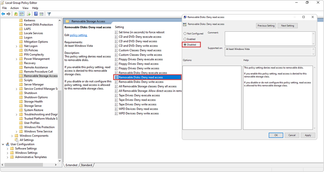Deny read/write access