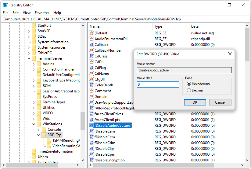 Disable Audio Capture