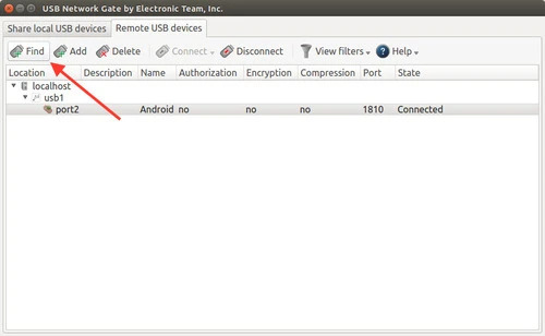  Suchen von Geräten, die vom Linux-RDP-Client freigegeben wurden