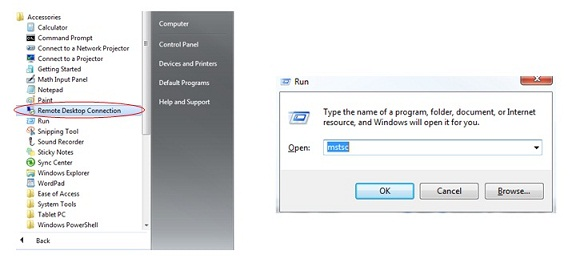 Apri connessione desktop remoto