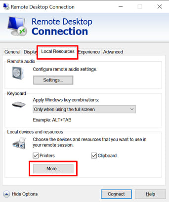  remote desktop local resources