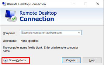 show options remote desktop
