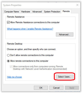 allow users remote desktop