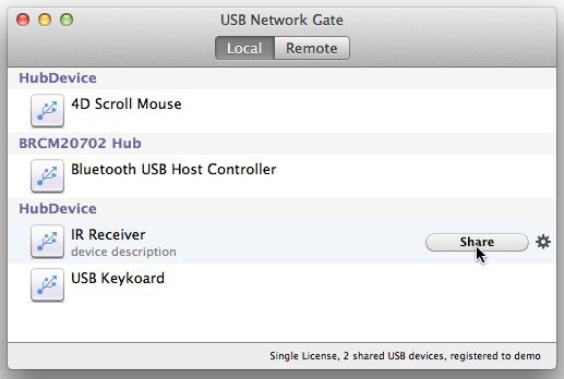 Servidor USB Mac - Compartilhar dispositivo