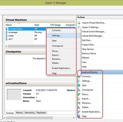 Neste exemplo, vamos alterar as configurações de uma máquina virtual chamada svCreationDemo.