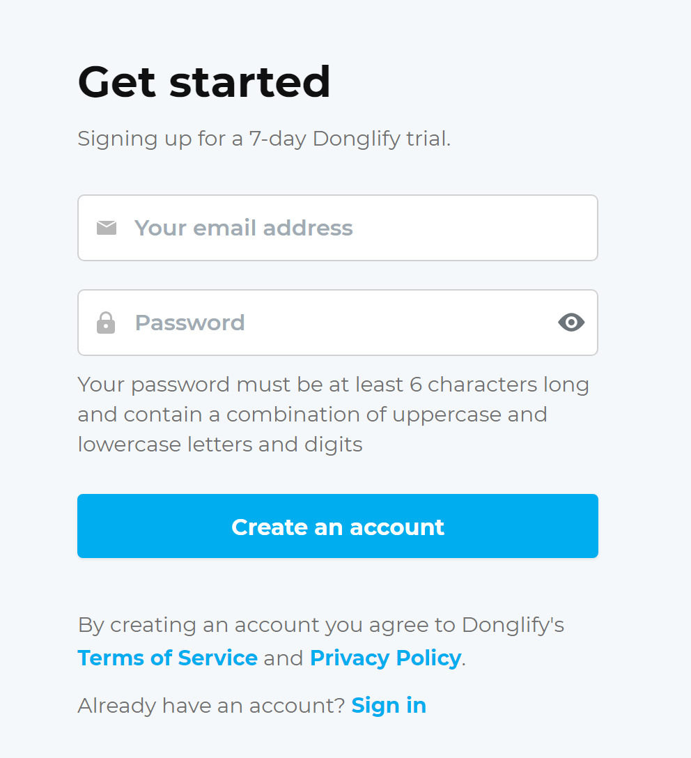  registrar cuenta donglify