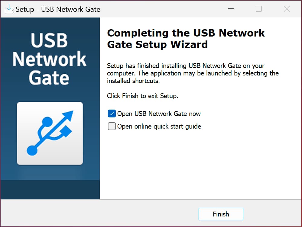Launch USB Network Gate on both the server