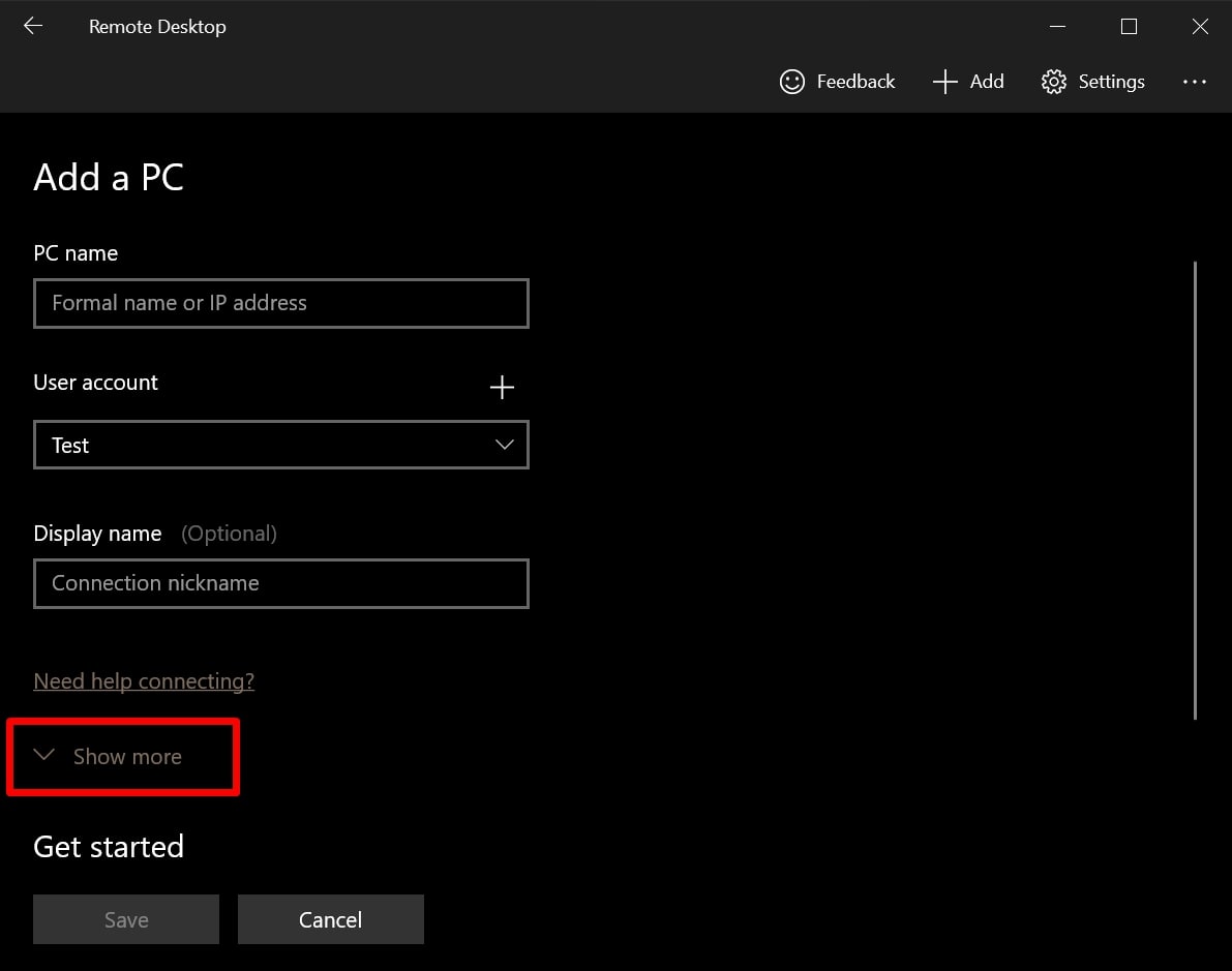 remote desktop show more
