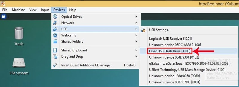 将 USB 连接到 Virtualbox
