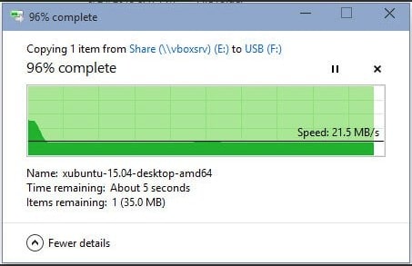 Velocità di trasferimento USB su VirtualBox