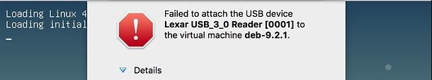 error al conectar el dispositivo USB a la máquina virtual