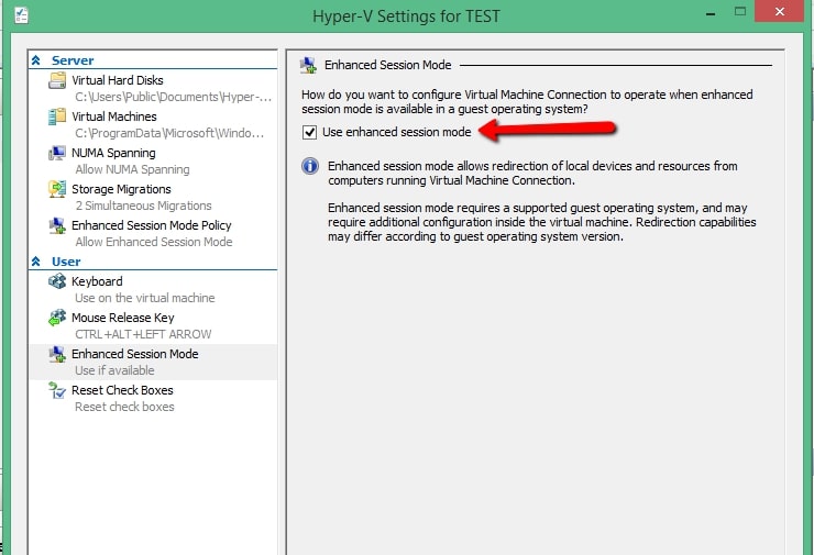 Sessione avanzata in Hyper-V