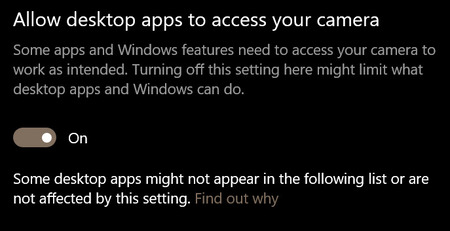 allow desktop apps to access camera