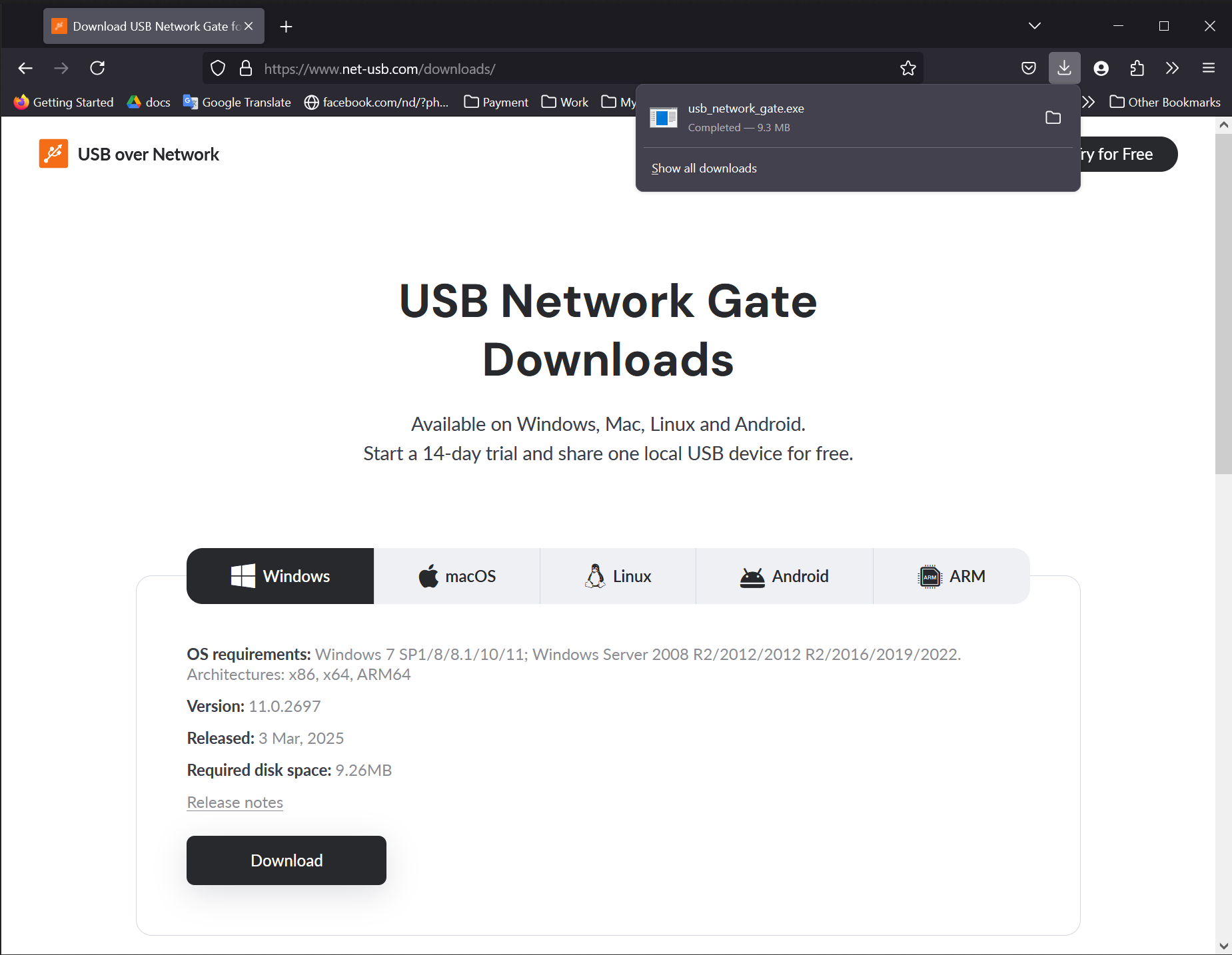 Laden Sie USB Network Gate auf den lokalen Rechner und auf dem Remote-Desktop herunter