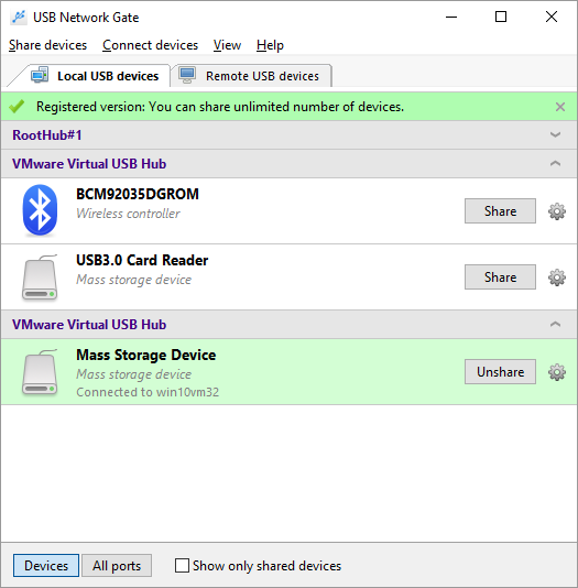 Compartilhe USB sobre IP