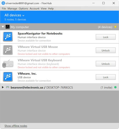 FlexiHub para partilhar USB via Ethernet