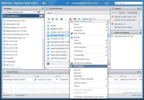 La opción Editar configuración se encuentra en el menú Acciones justo debajo de la opinión Editar configuración de recursos.