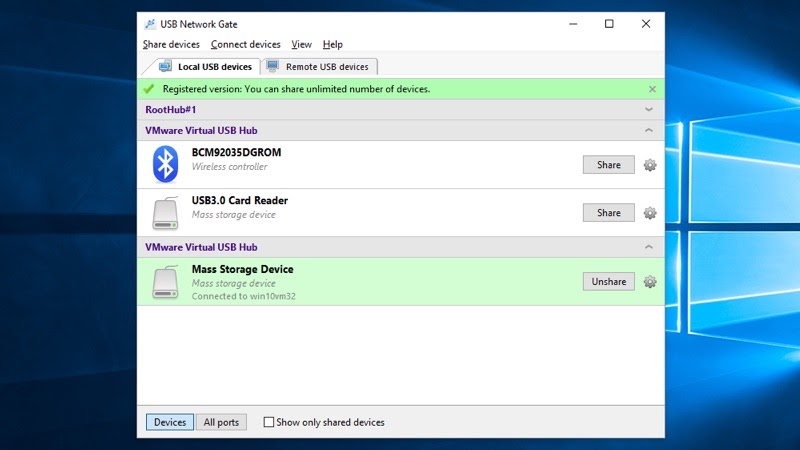 USB Network Gate for dongle sharing