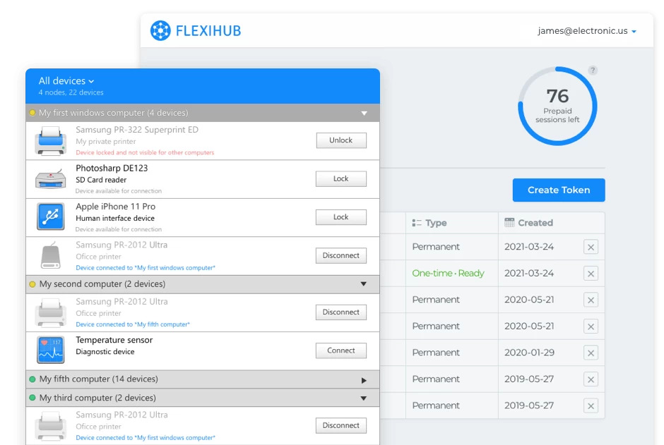 FlexiHub para compartir USB a través de Ethernet
