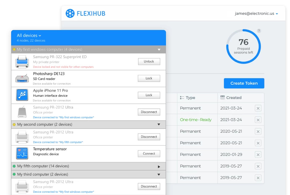 FlexiHub zur gemeinsamen Nutzung von USB über Ethernet