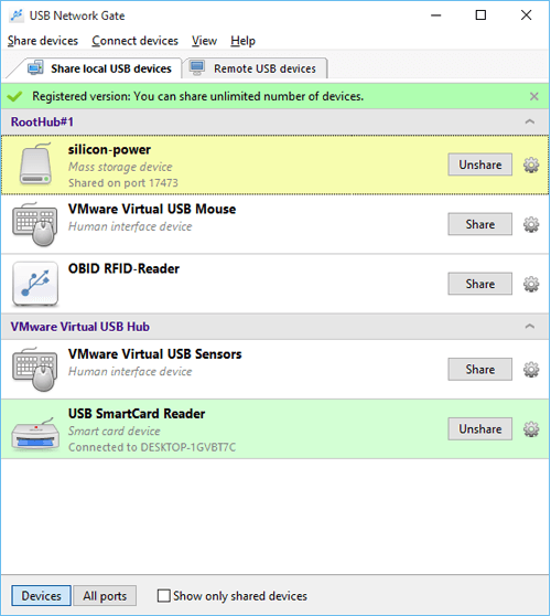 USB Network Gate software