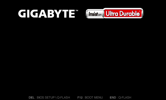 Gigabyte startup screen Gigabyte startup screen