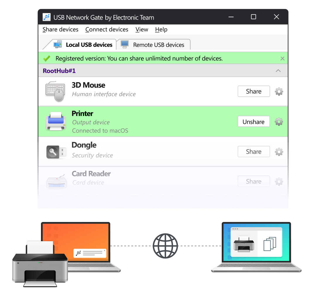 Usb network clearance